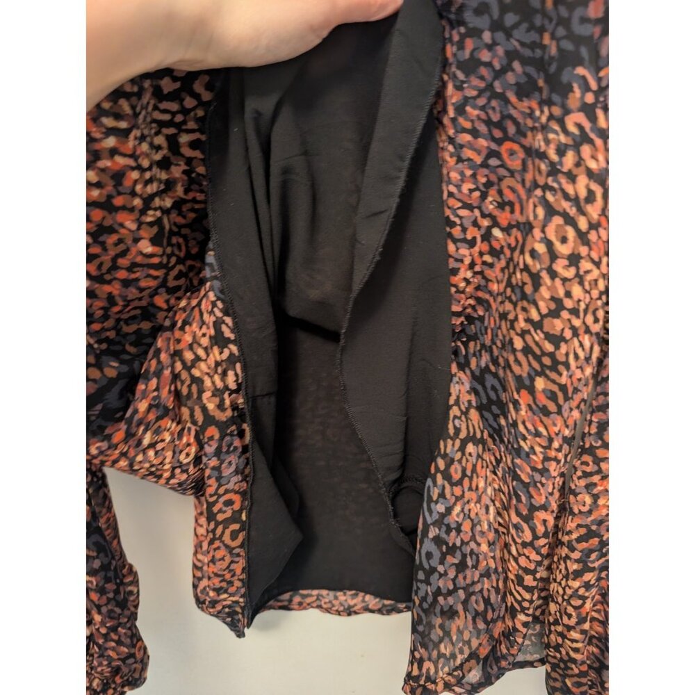 Roan & Ryan Semi Sheer Abstract Pattern Blouse with Ruffled Sleeves, Size S - Picture 4 of 6